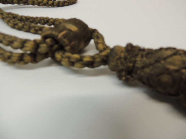 Pair of Vintage Decorative Gold Tassels with Rope For Sale at 1stDibs