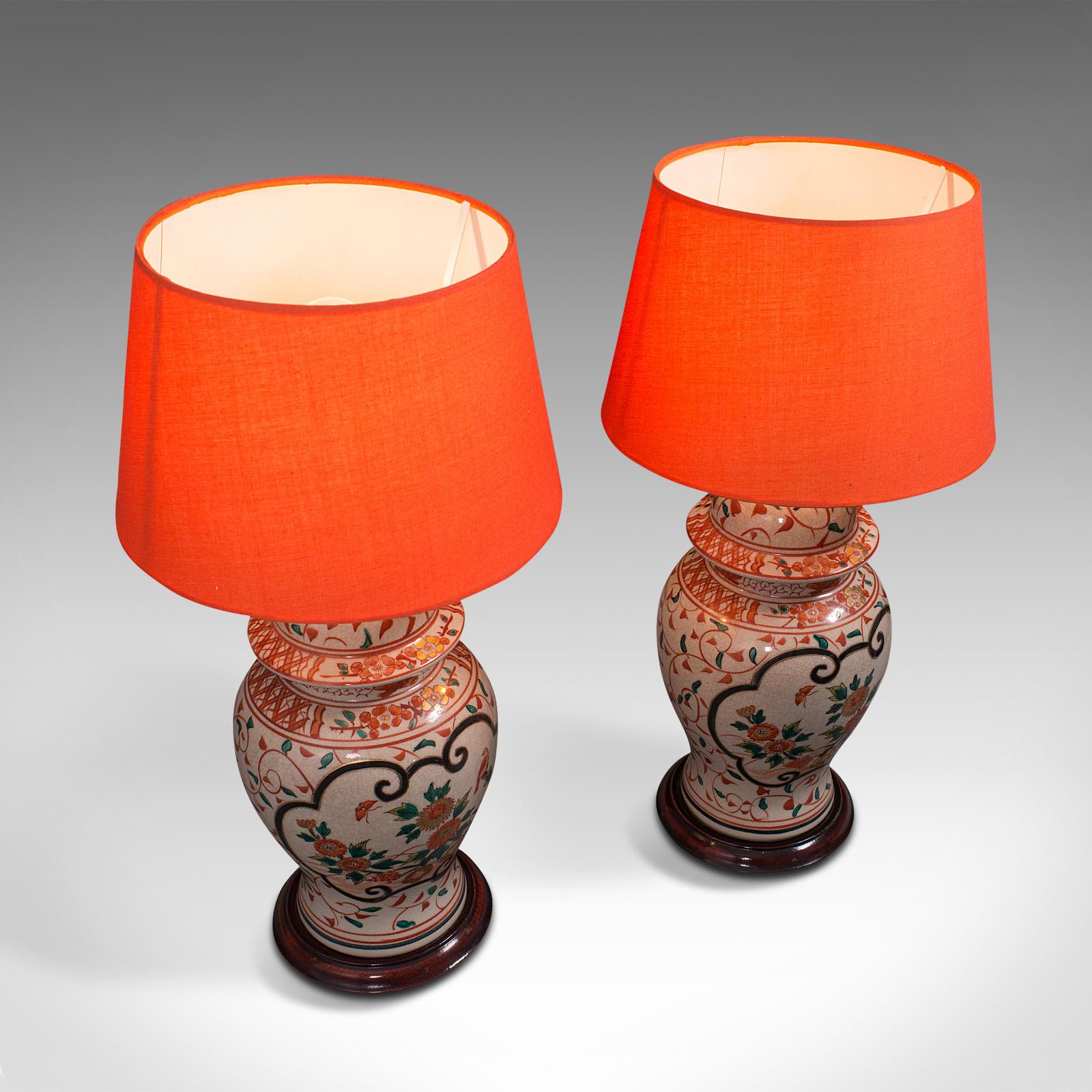 Pair of Vintage Decorative Lamps, Chinese, Ceramic, Table Light, Art Deco, 1940 4