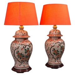 Pair of Vintage Decorative Lamps, Chinese, Ceramic, Table Light, Art Deco, 1940