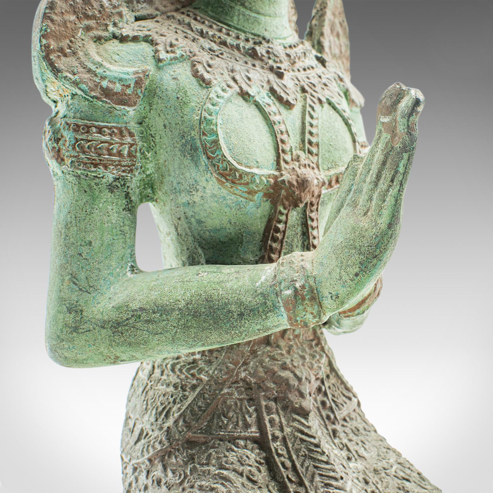 Pair Of Vintage Decorative Prayer Figures, Bronze Thai Deity, Bookends, Art Deco For Sale 3