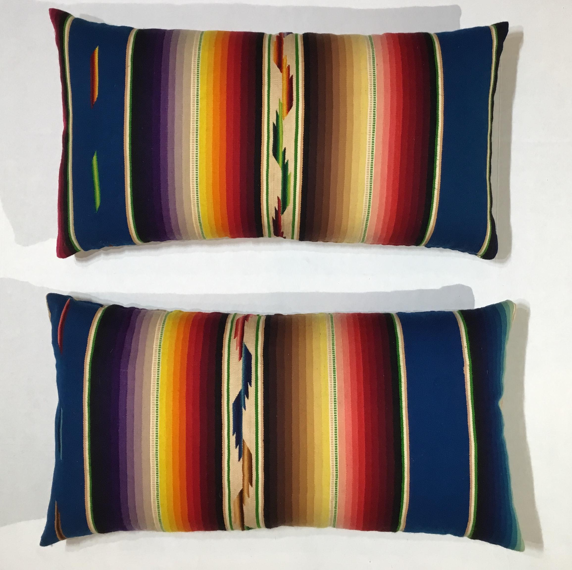 Pair of Vintage Decorative Saltillo Blanket Pillows 3
