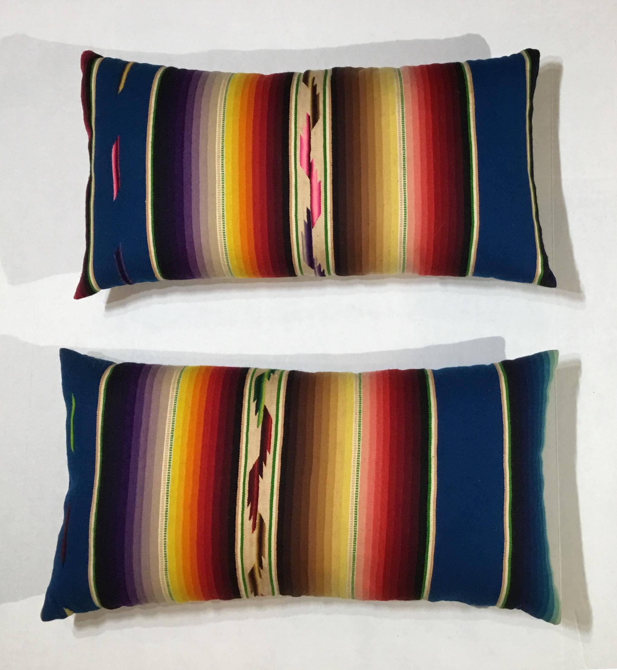 Pair of Vintage Decorative Saltillo Blanket Pillows 5