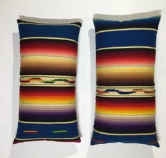 Pair of Vintage Decorative Saltillo Blanket Pillows