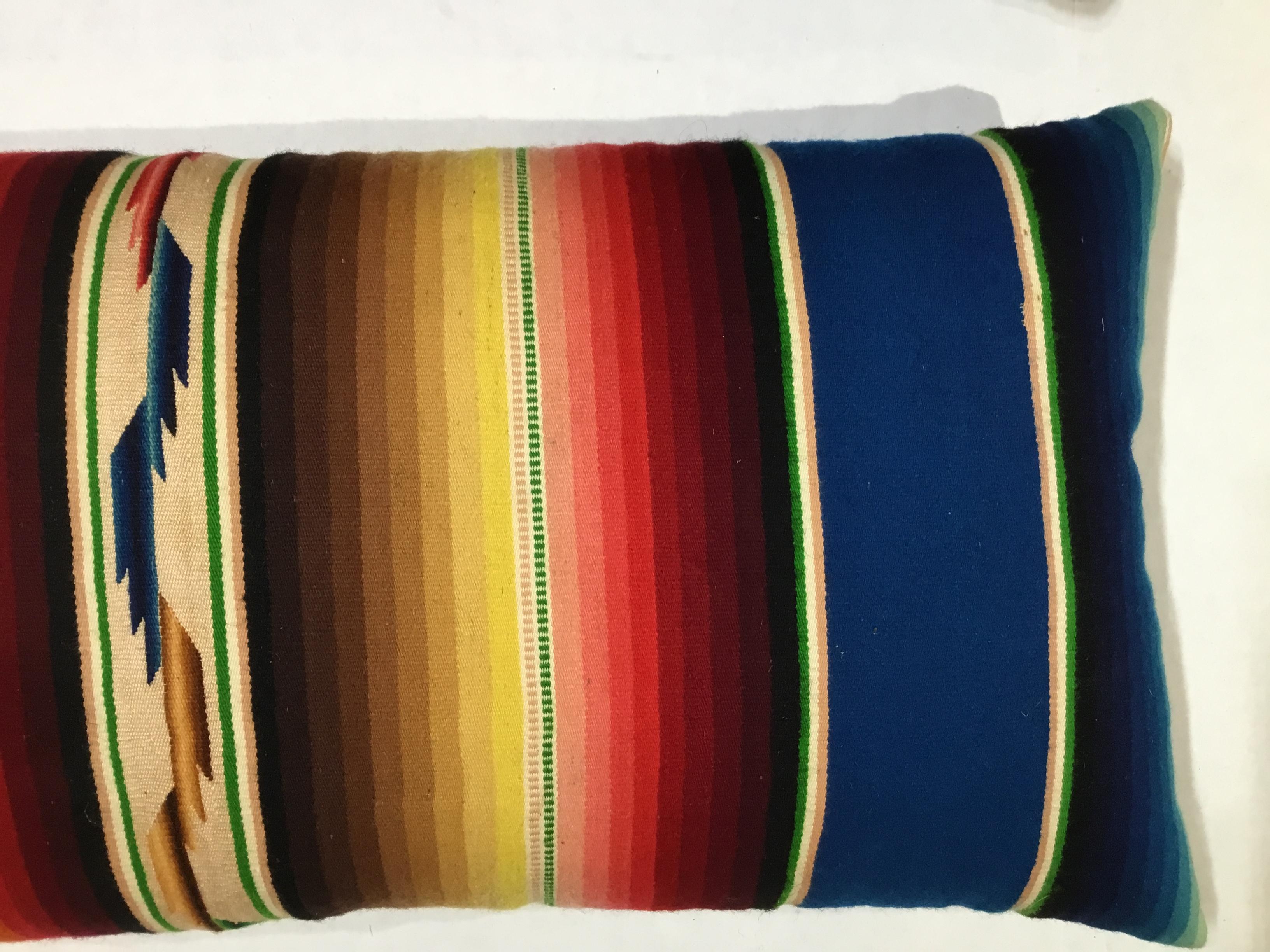 Mexican Pair of Vintage Decorative Saltillo Blanket Pillows