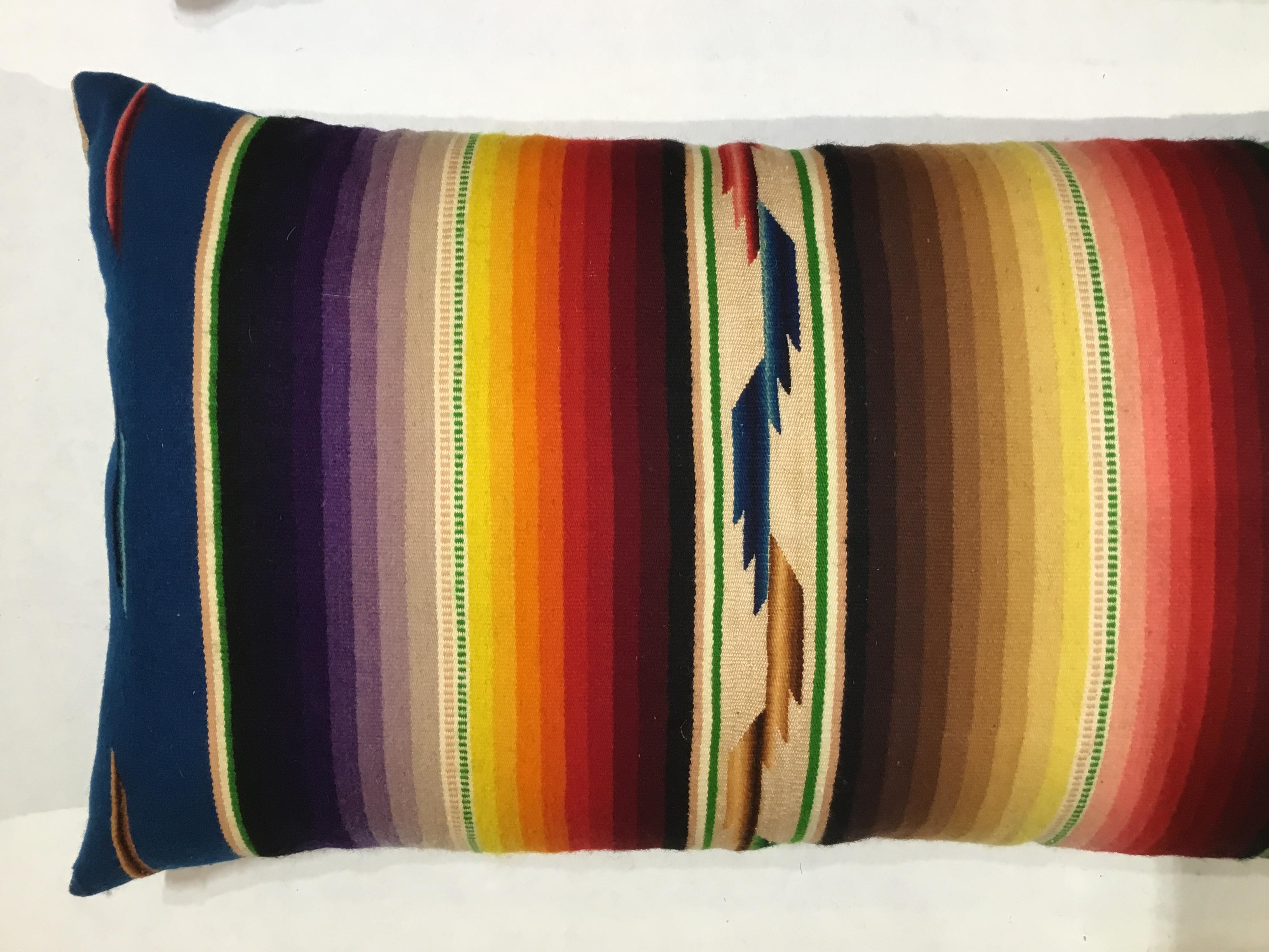 Pair of Vintage Decorative Saltillo Blanket Pillows In Good Condition In Delray Beach, FL
