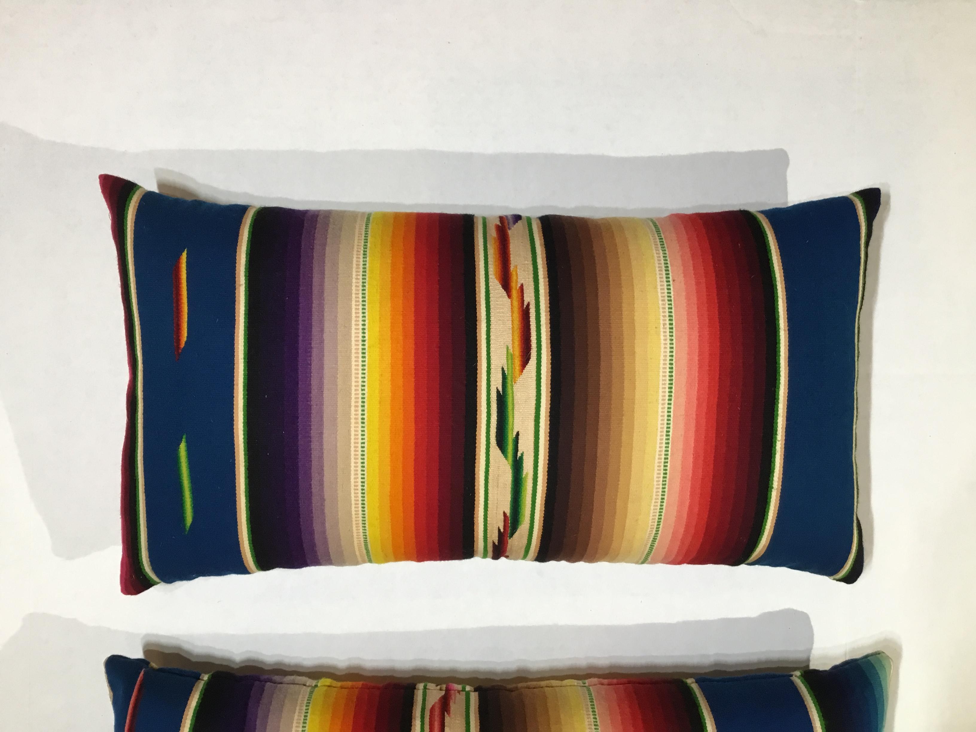 20th Century Pair of Vintage Decorative Saltillo Blanket Pillows