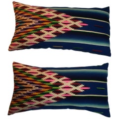 Pair of Vintage Decorative Saltillo Blanket Pillows