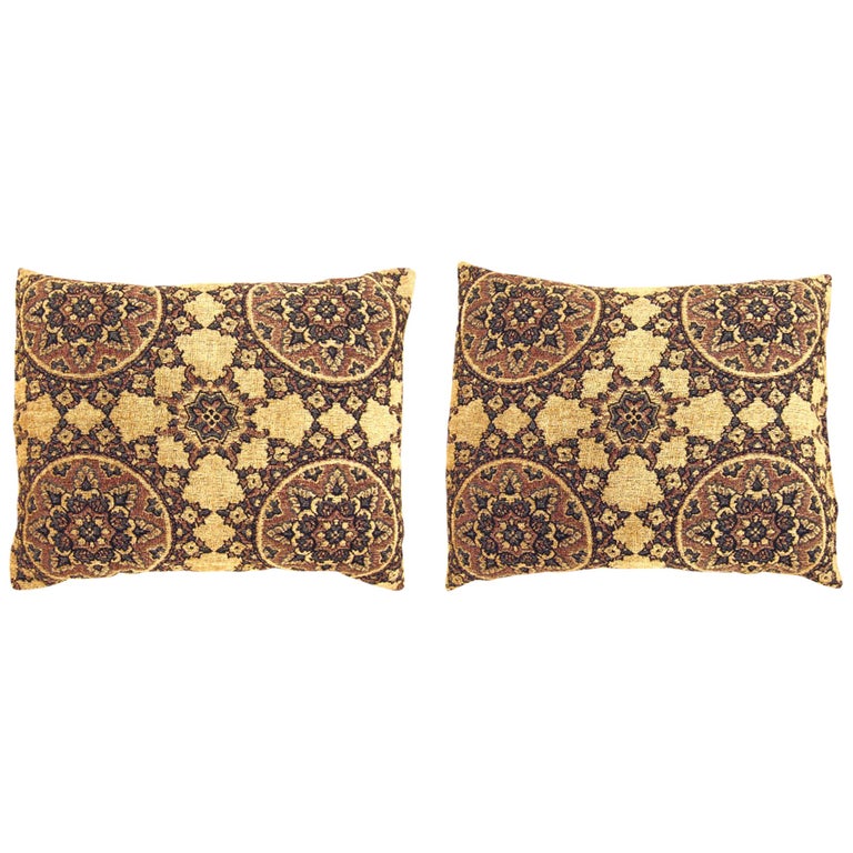 Pair Of Vintage Decorative Tapestry Pillows With Circles Design