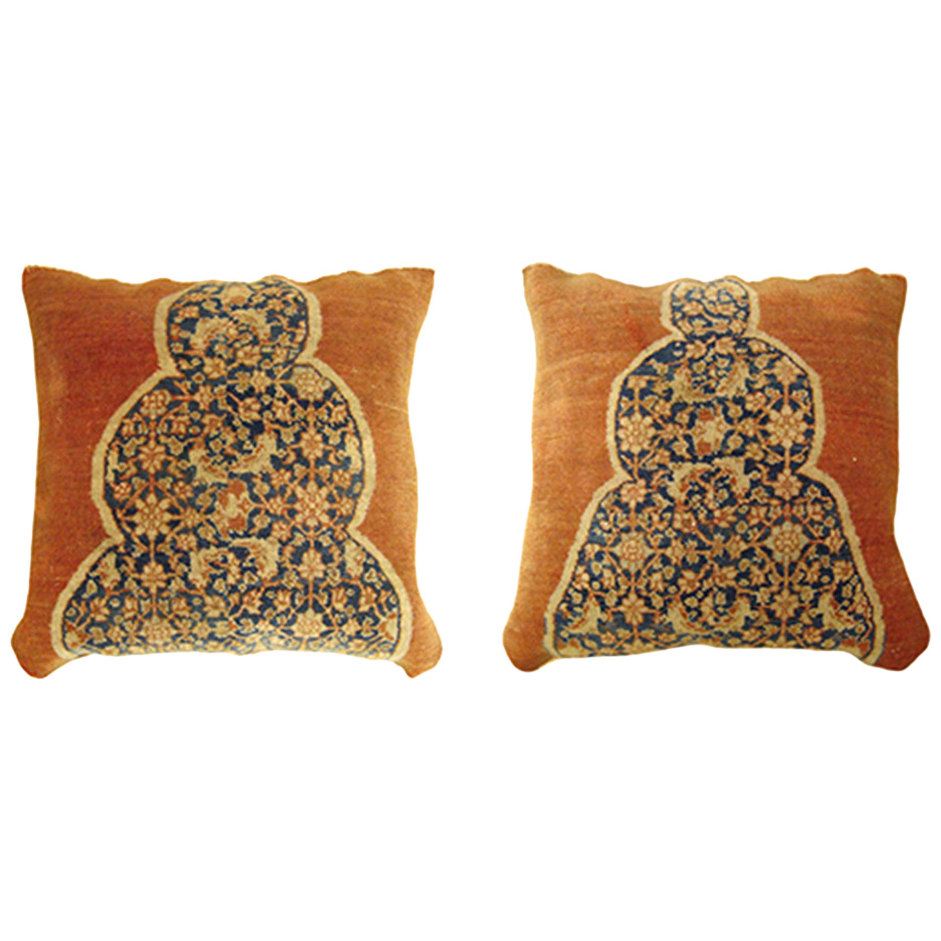 Pair of Vintage Decorative Traditional Oriental Carpet Pillows at 1stDibs