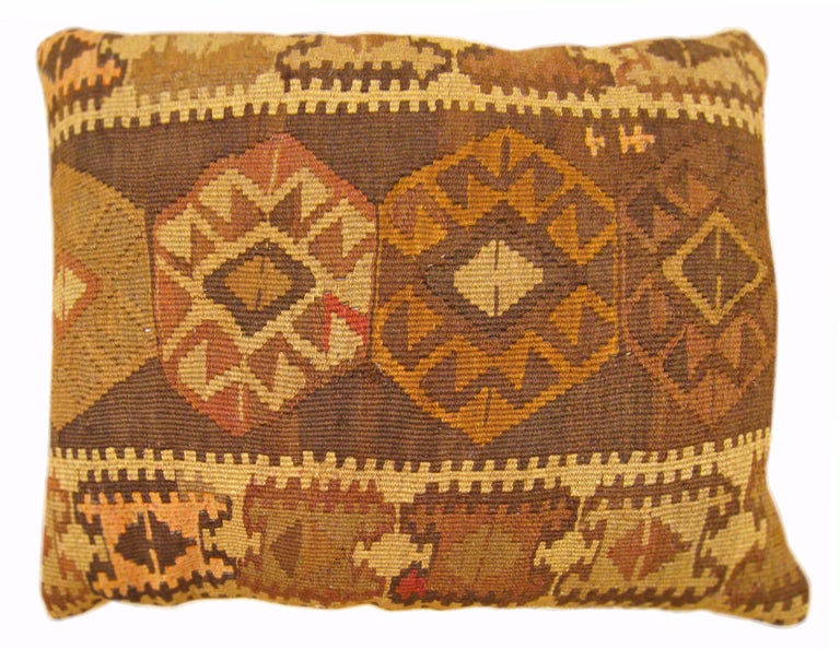Pair of Vintage Decorative Turkish Kilim Oriental Rug Pillows at 1stDibs