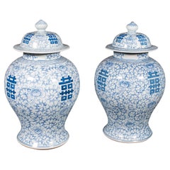 Pair Of Retro Decorative Vases, Chinese, Ceramic, Flower Urn, Art Deco, C.1940
