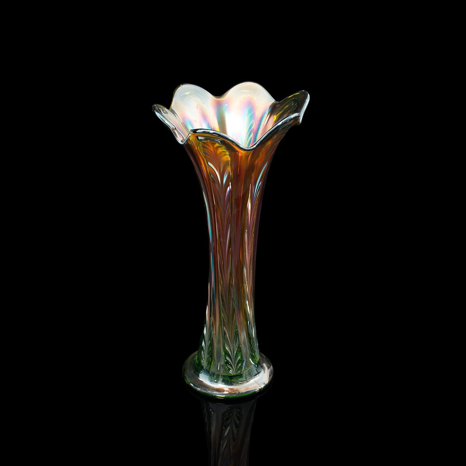 British Pair of Vintage Decorative Vases, English, Carnival Glass, Lustre
