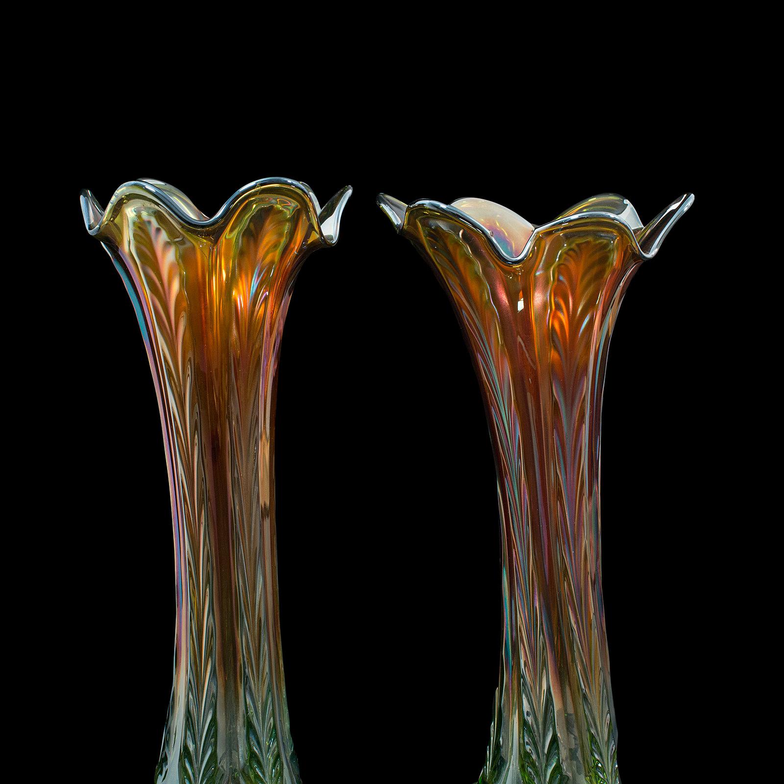 Pair of Vintage Decorative Vases, English, Carnival Glass, Lustre 1