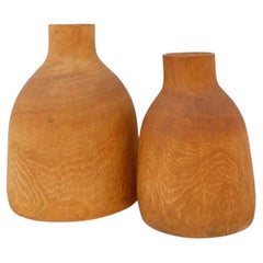 Pair of vintage decorative vases in paulownia wood