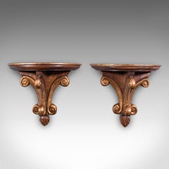 Coppia di mensole decorative da parete vintage, inglese, mensola per orologio, gusto italiano