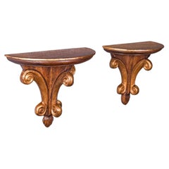 Coppia di mensole decorative da parete vintage, inglese, mensola per orologio, gusto italiano