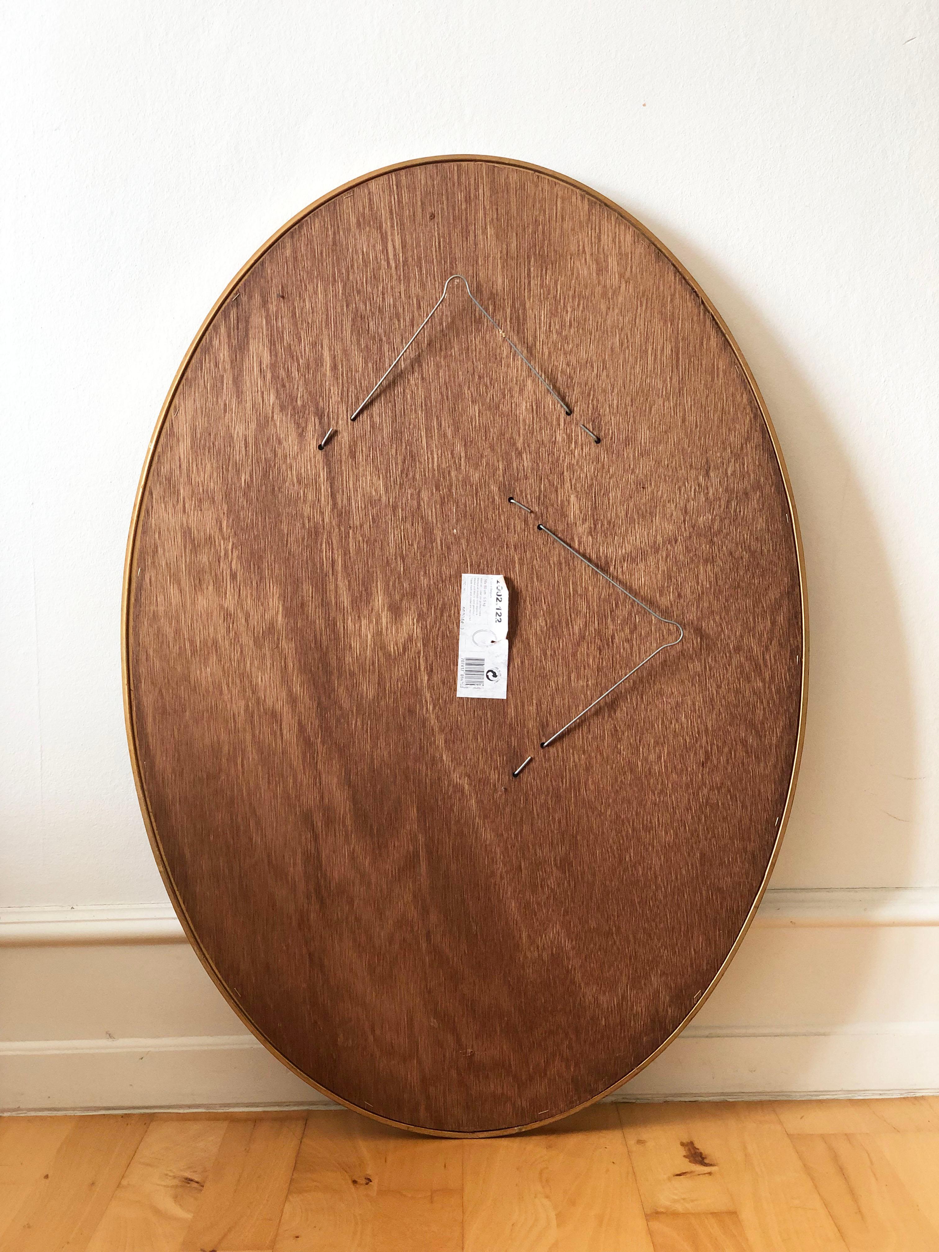 Coppia di specchi ovali d'epoca Deknudt in legno dorato Hollywood Regency Belgio in vendita 5