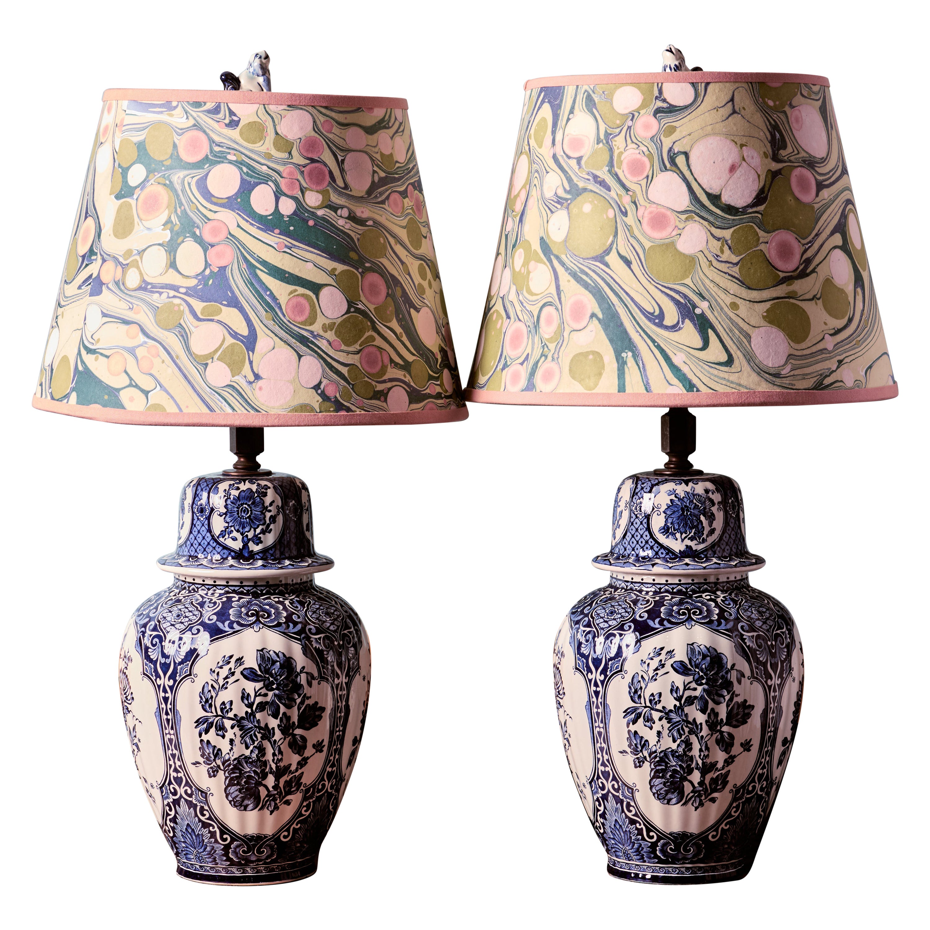 Pair of Vintage Delft Table Lamps For Sale