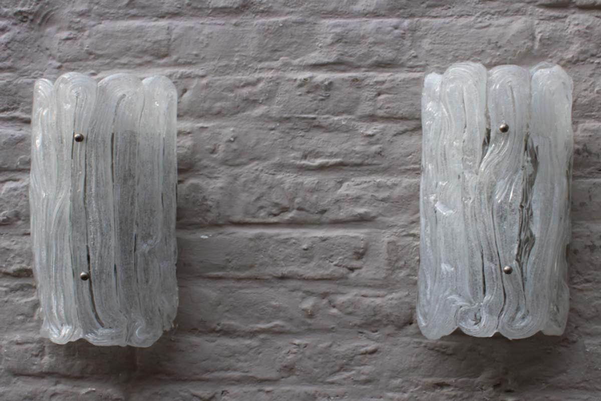 Pair of Vintage Design Murano Glass Wall Lights / Sconces by Egon Hillebrand For Sale 2