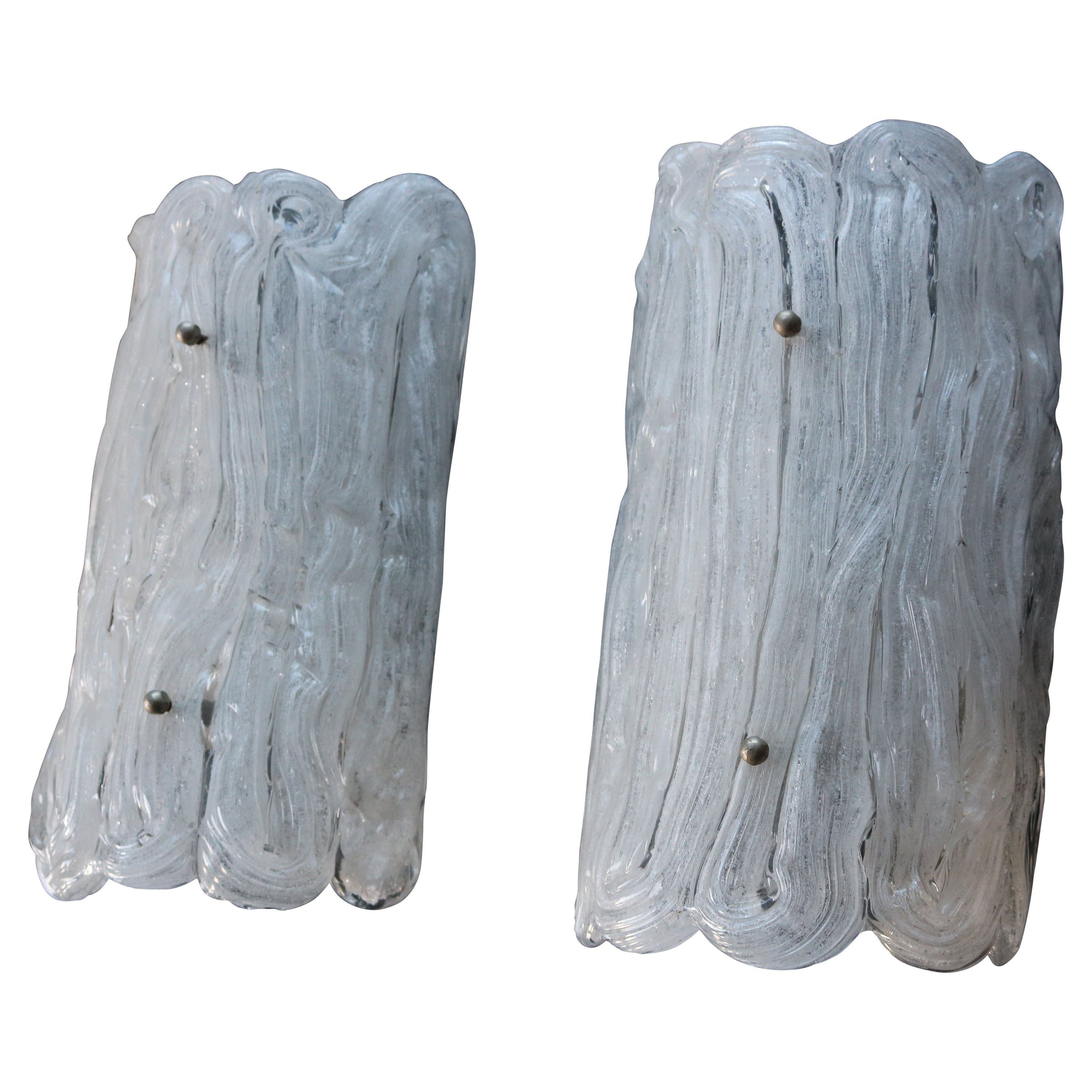 Pareja de apliques de cristal de Murano de diseño vintage de Egon Hillebrand