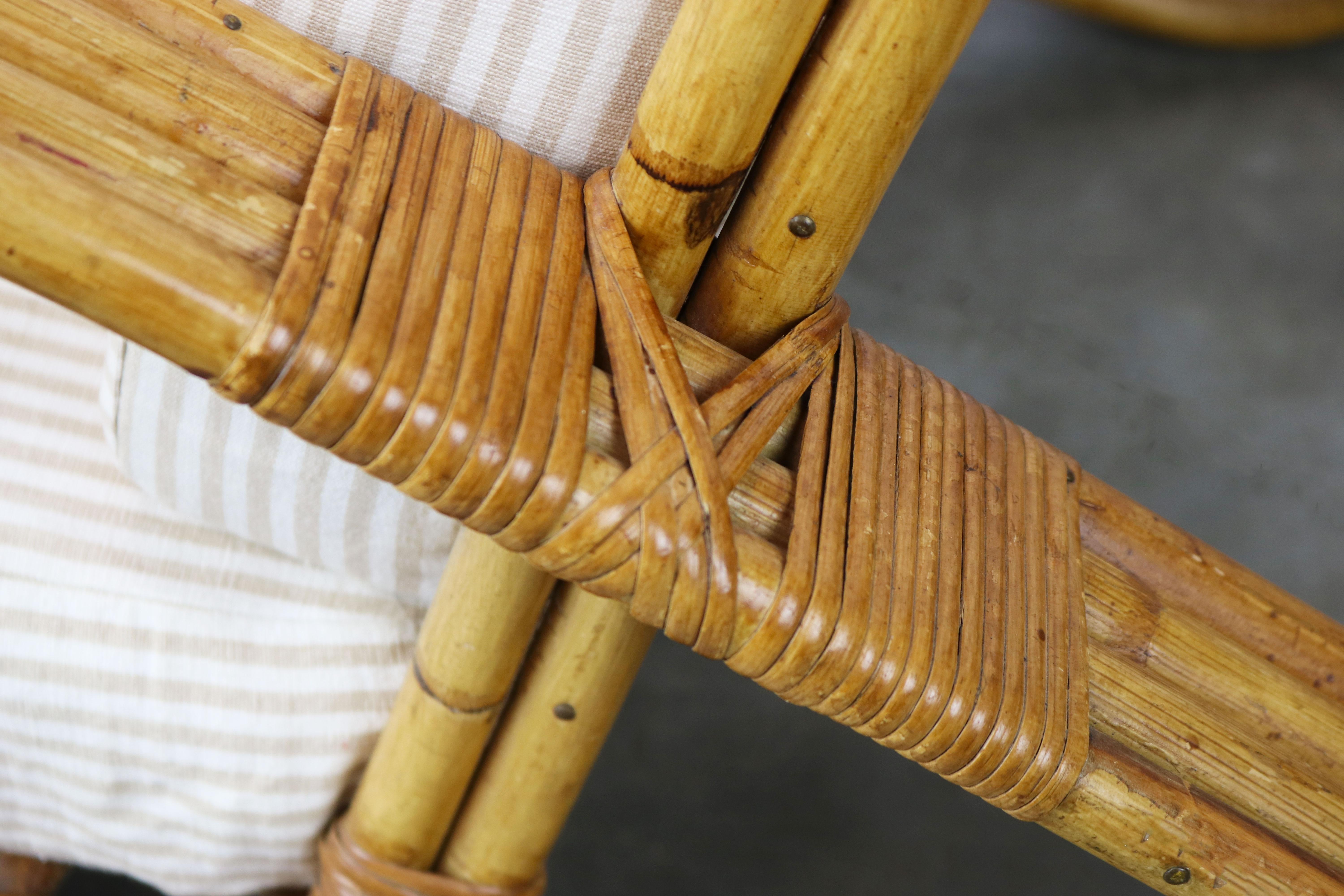 Pair of Vintage Design Rattan Lounge Chairs Designed by Rohe Noordwolde, 1950 2