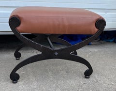 Pair of vintage designer leather stools