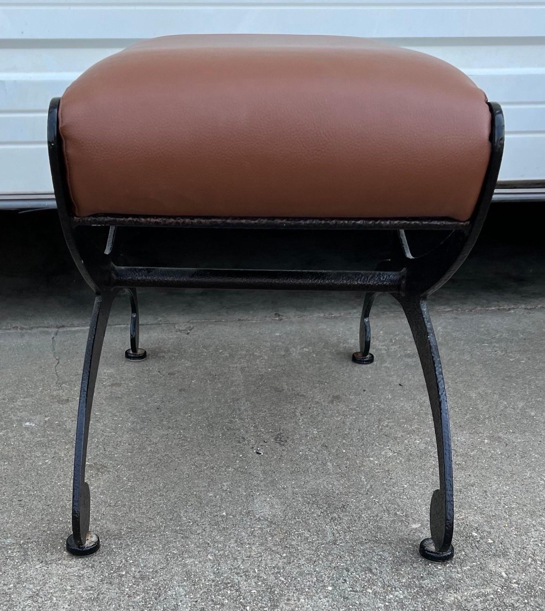 Leather Pair of vintage designer leather stools  For Sale