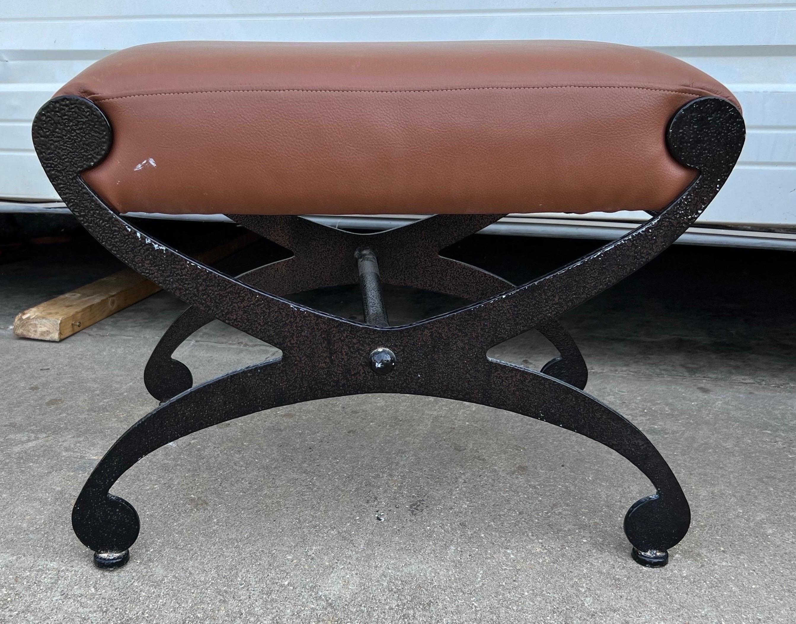 Pair of vintage designer leather stools  For Sale 1