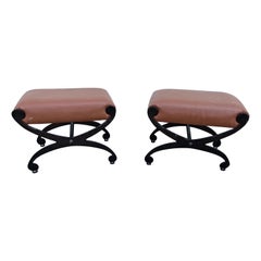 Pair of vintage designer leather stools