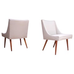Pareja de Sillones Vintage Diminutos de Nogal y Cuero de Milo Baughman