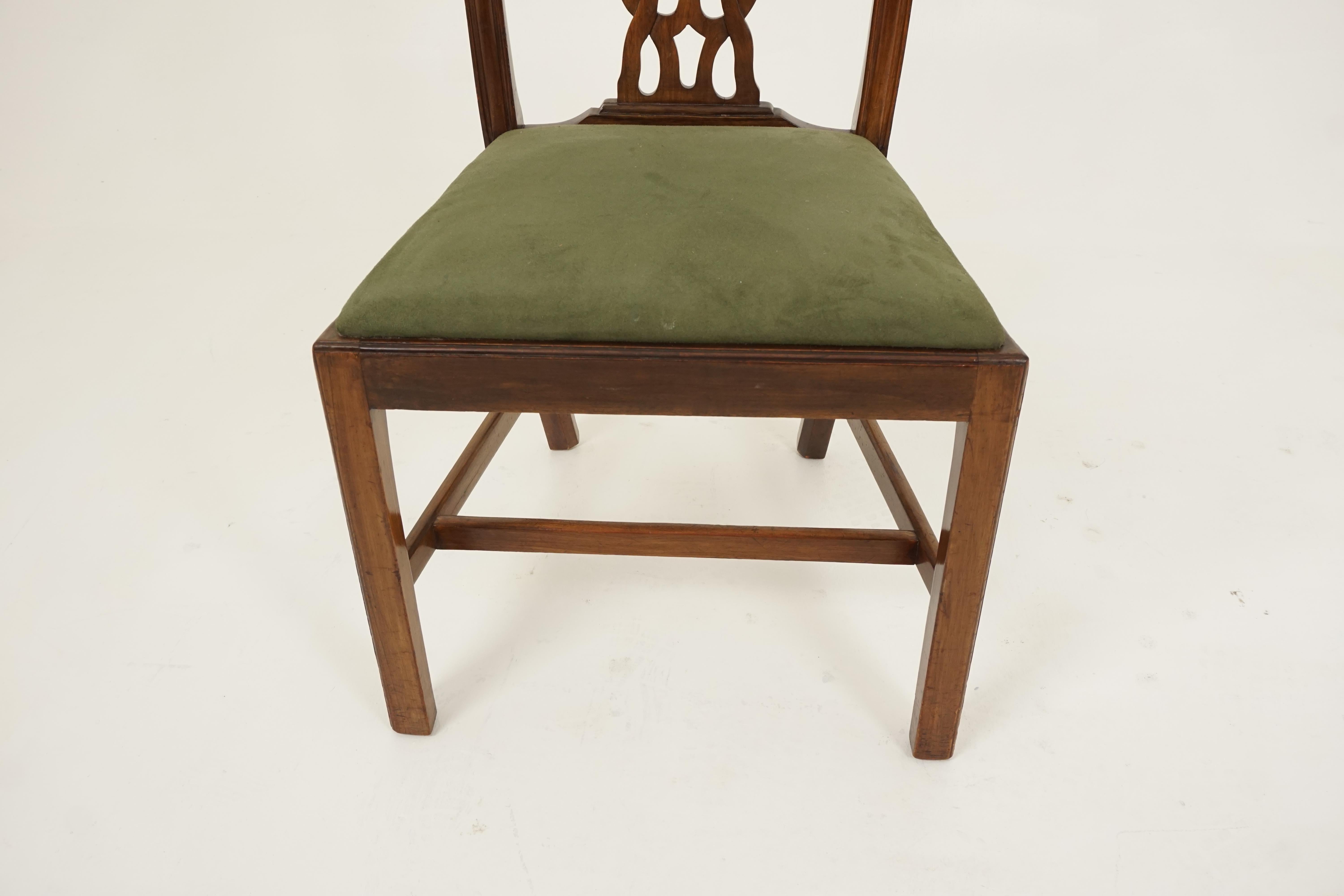 Mid-20th Century Pair of Vintage Dining Chairs, Walnut, Chippendale Style, Scotland 1930