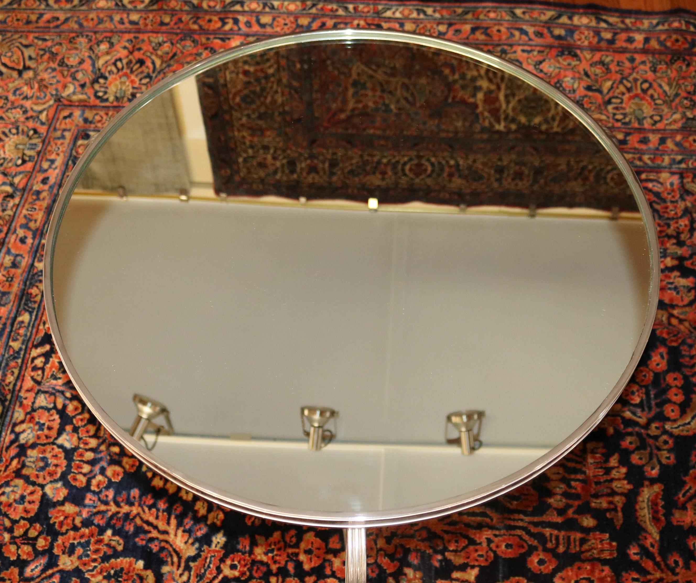 Pair of Vintage Directoire French Silver Plated Mirror Top Gueridon End Tables For Sale 8