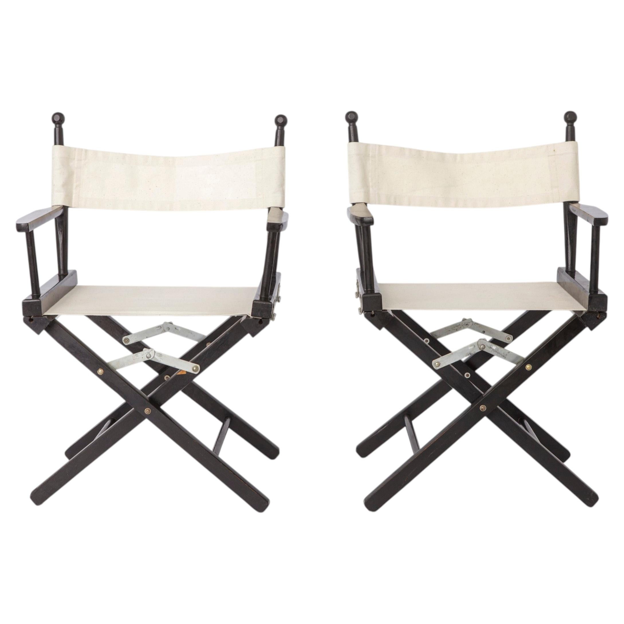 Pair of Vintage Director’s Chairs, 1970s Folding Chairs, Black Beech Wood