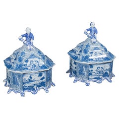 Pair Of Vintage Display Storage Jars, Portuguese, Ceramic, Bonbon, Macarons Dish