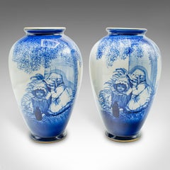 Pair Of Vintage Display Vases, English, Ceramic Flower Urn, Potteries, C.1970