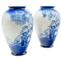 Pair Of Vintage Display Vases, English, Ceramic Flower Urn, Potteries, C.1970