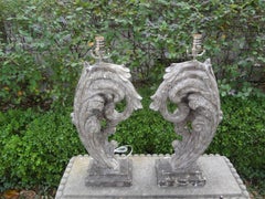 Pair of Vintage Distressed Silver Gilt Plume Lamps After Dorothy Draper