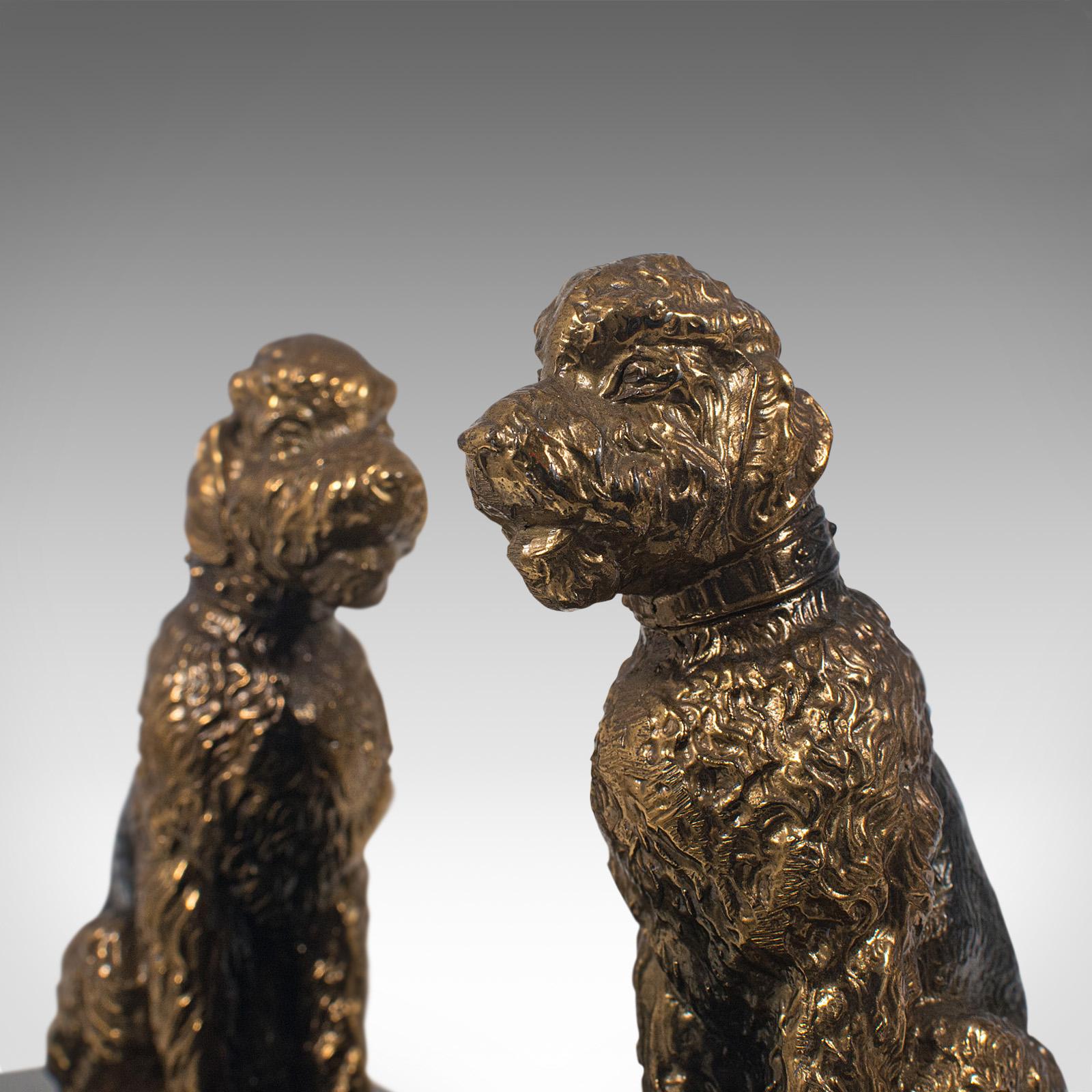 Pair of Vintage Dog Figures, English, Gilt Metal, Airedale Terrier, circa 1980 For Sale 2