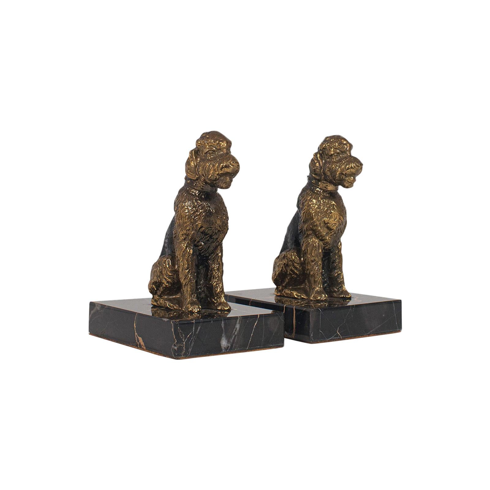 Pair of Vintage Dog Figures, English, Gilt Metal, Airedale Terrier, circa 1980