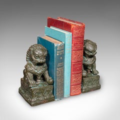Pair of Vintage Dog of Fo Bookends, Oriental, Bronze, Book Rest, Art Deco, 1930