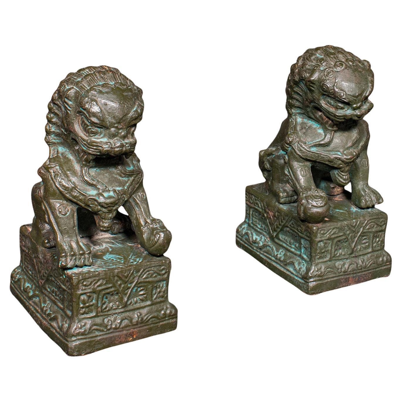 Pair of Vintage Dog of Fo Bookends, Oriental, Bronze, Book Rest, Art Deco, 1930