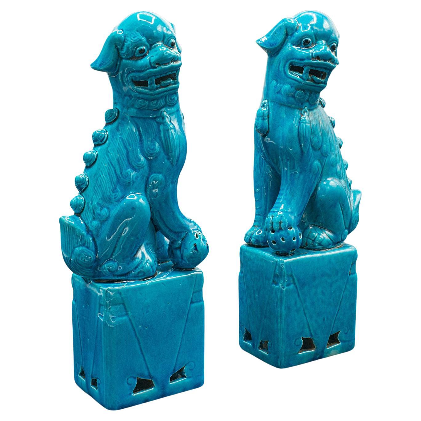 Pair of Vintage Dog Statues, Oriental, Dog of Fo, Bookends, Art Deco, Circa 1940