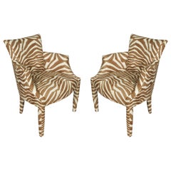 Pair of Vintage Donghia Chairs in Zebra Linen