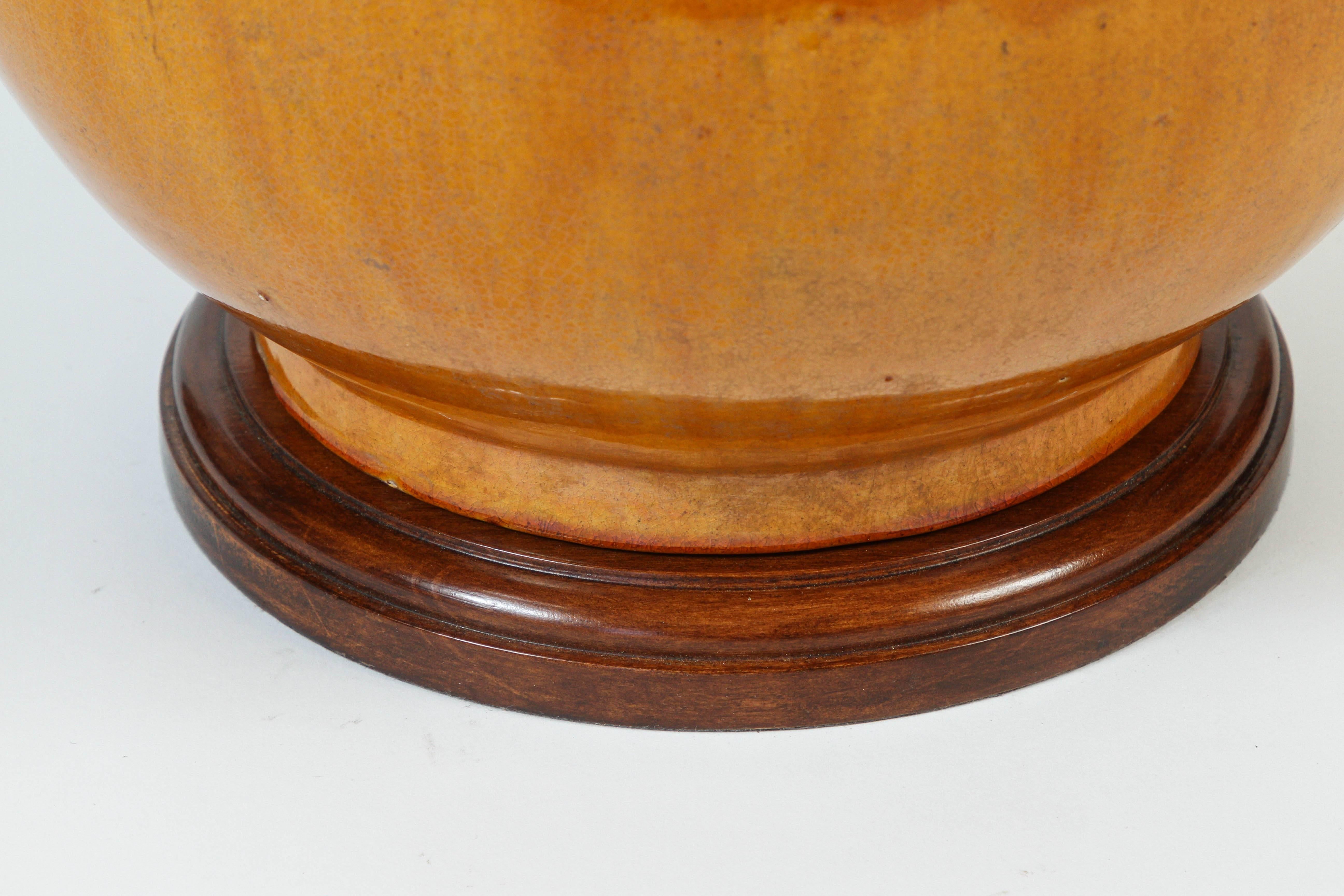 Pair of Vintage Double Gourd Orange Ceramic Vases 2