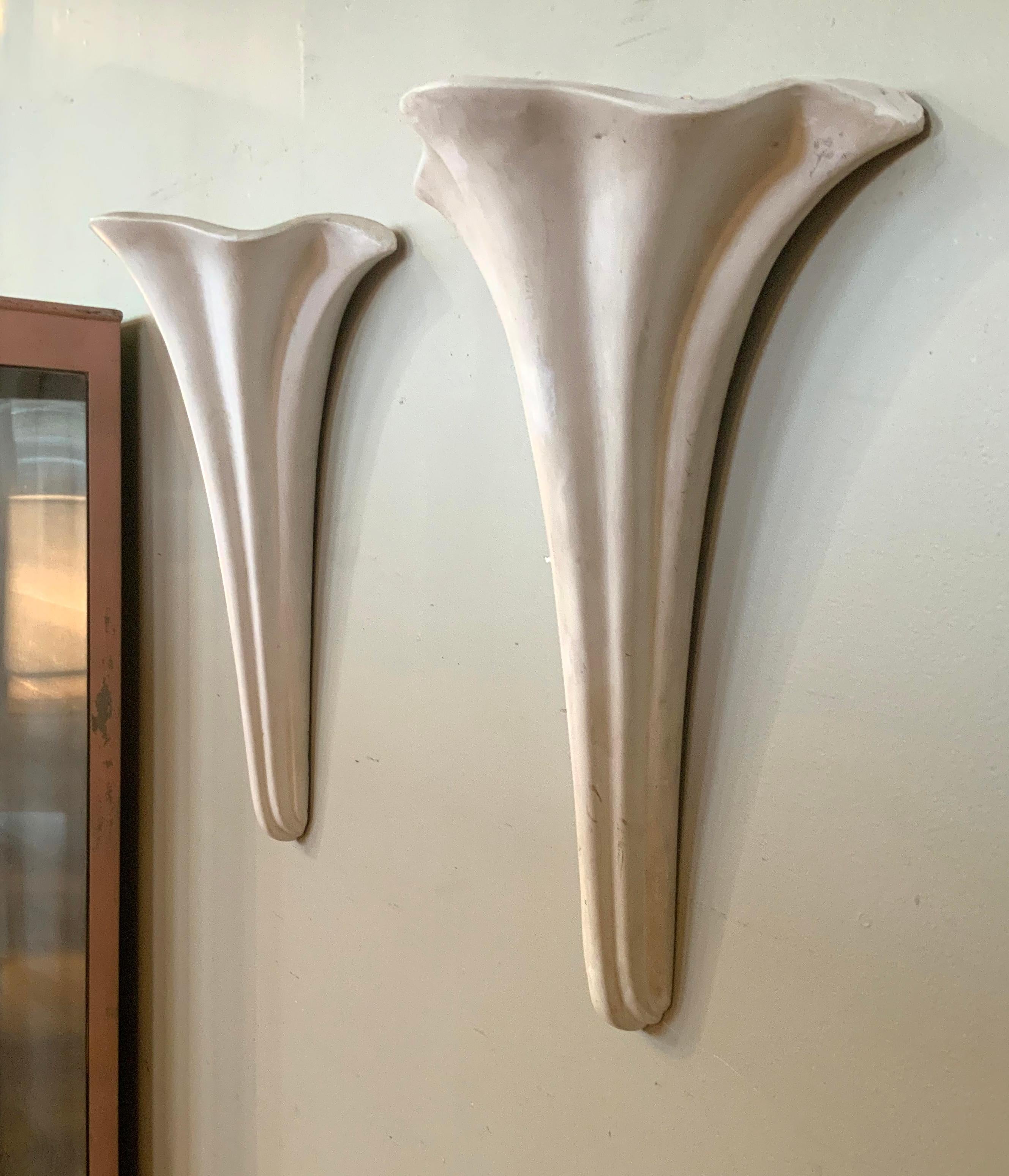 Pair of Vintage Draped Plaster Sconces by Richard Etts In Good Condition In Hudson, NY