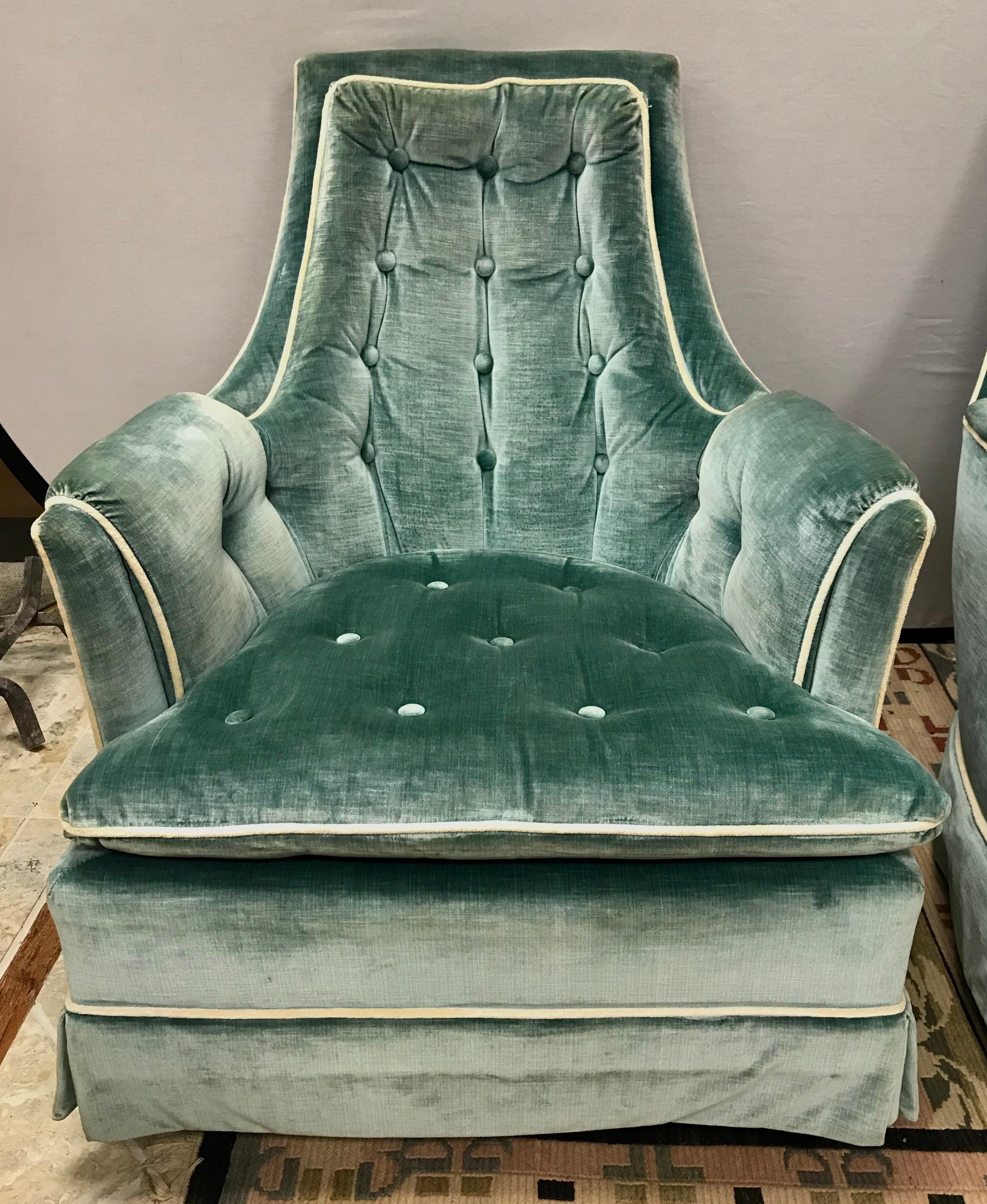 vintage velvet swivel chair