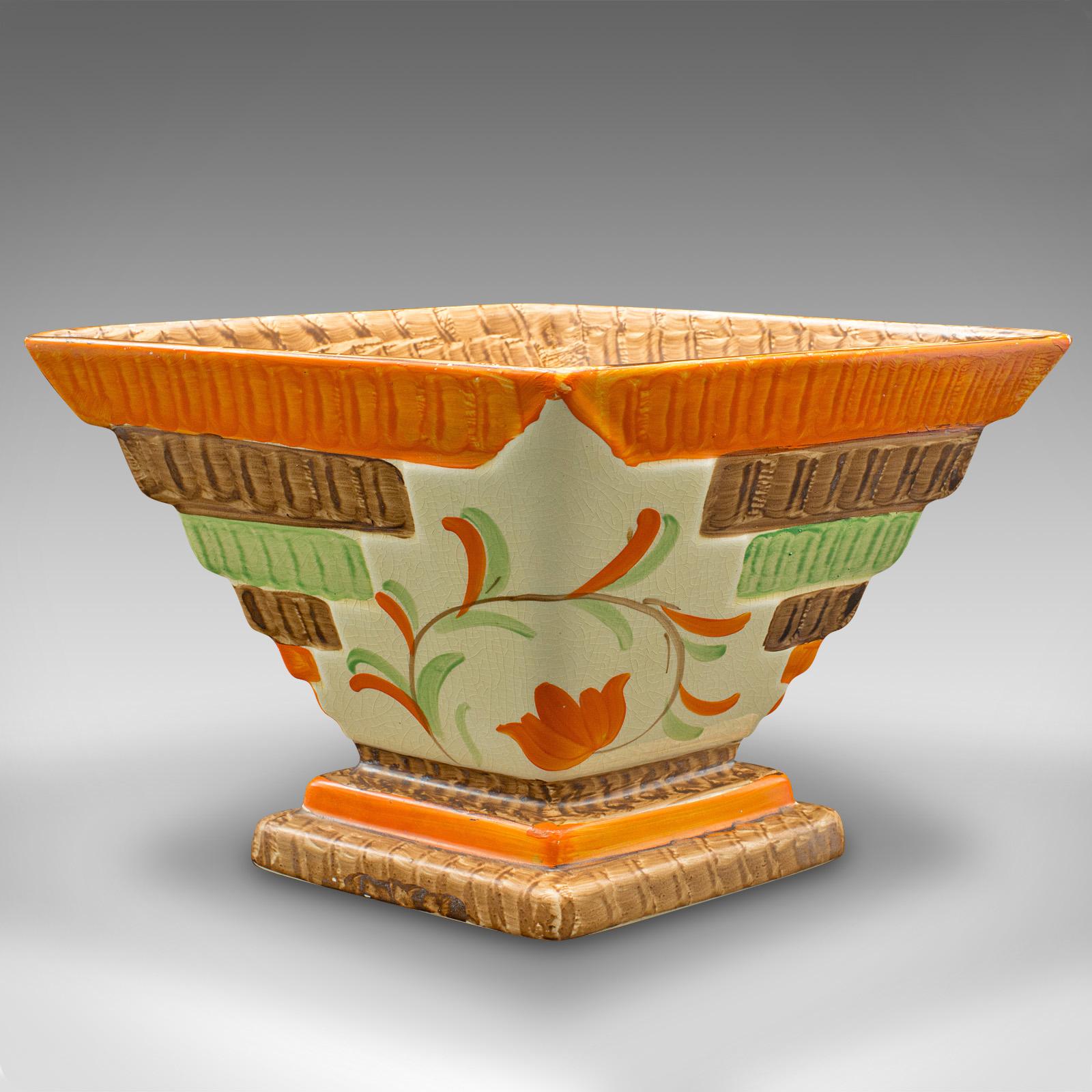 Paar Vintage-Blumenvasen aus getrockneter Keramik, englisch, handbemalt, Art déco, Art déco (20. Jahrhundert) im Angebot