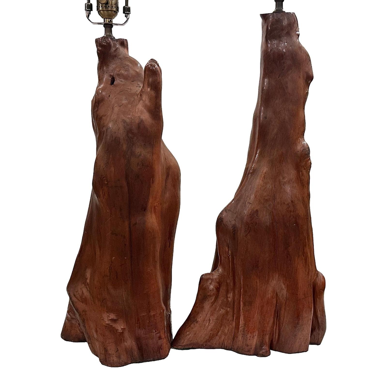 Pair of circa 1960s' Italian wood lamps.

Measurements:
Height of body: 22