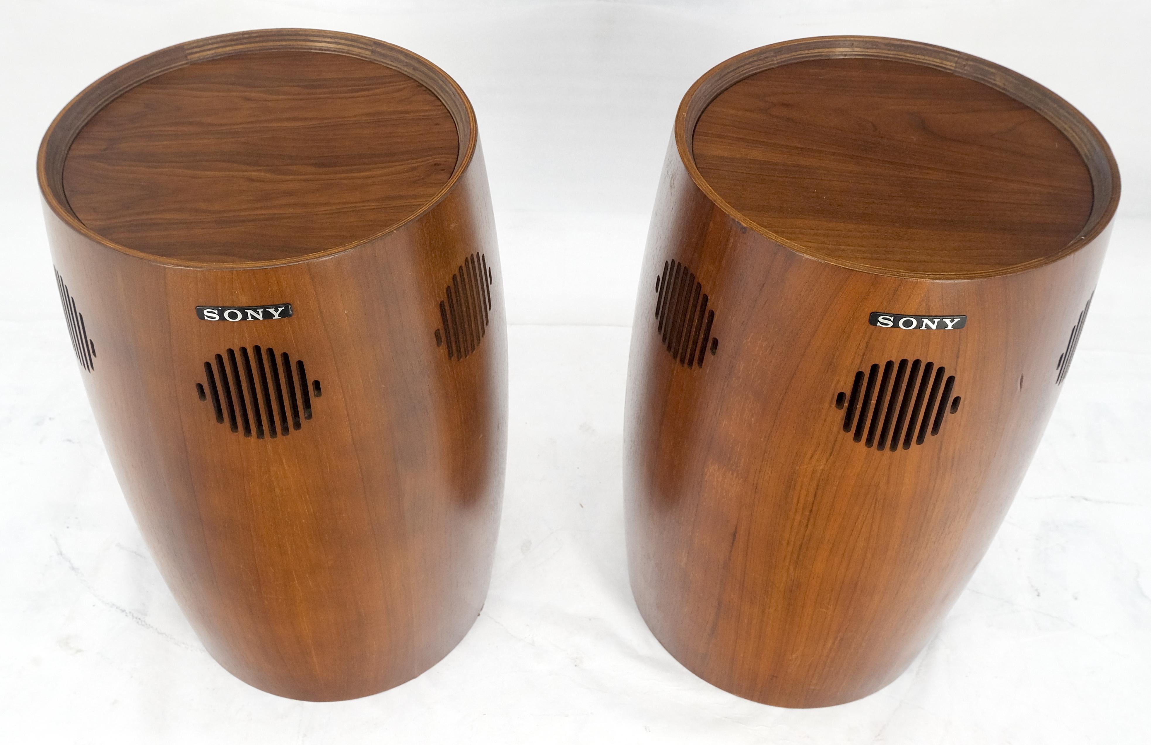 20th Century Pair of Vintage Drum Shape Bar Stools SONY Speakers Reversible Seats MINT! For Sale