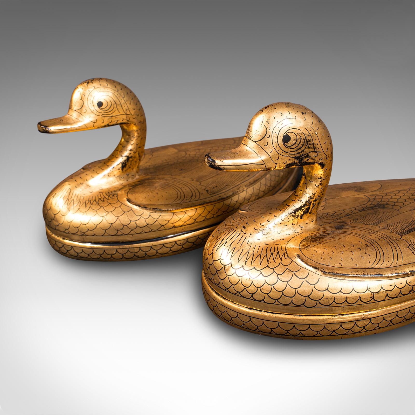 Pair Of Vintage Duck Form Pots, Oriental, Lacquer, Gilt, Decorative, Trinket Box 5